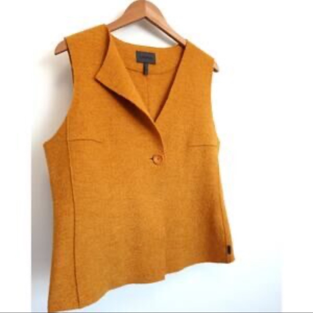 oska yellow virgin wool vest laggenlook contemporary spring knit $450 casual